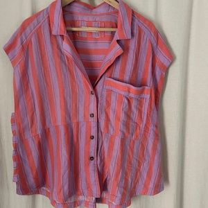 Free People Pink & Purple Striped Top